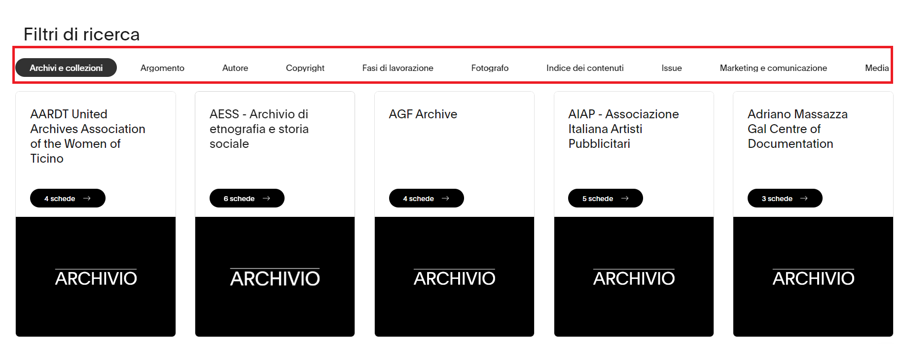 immagine modulo filtri ricerca