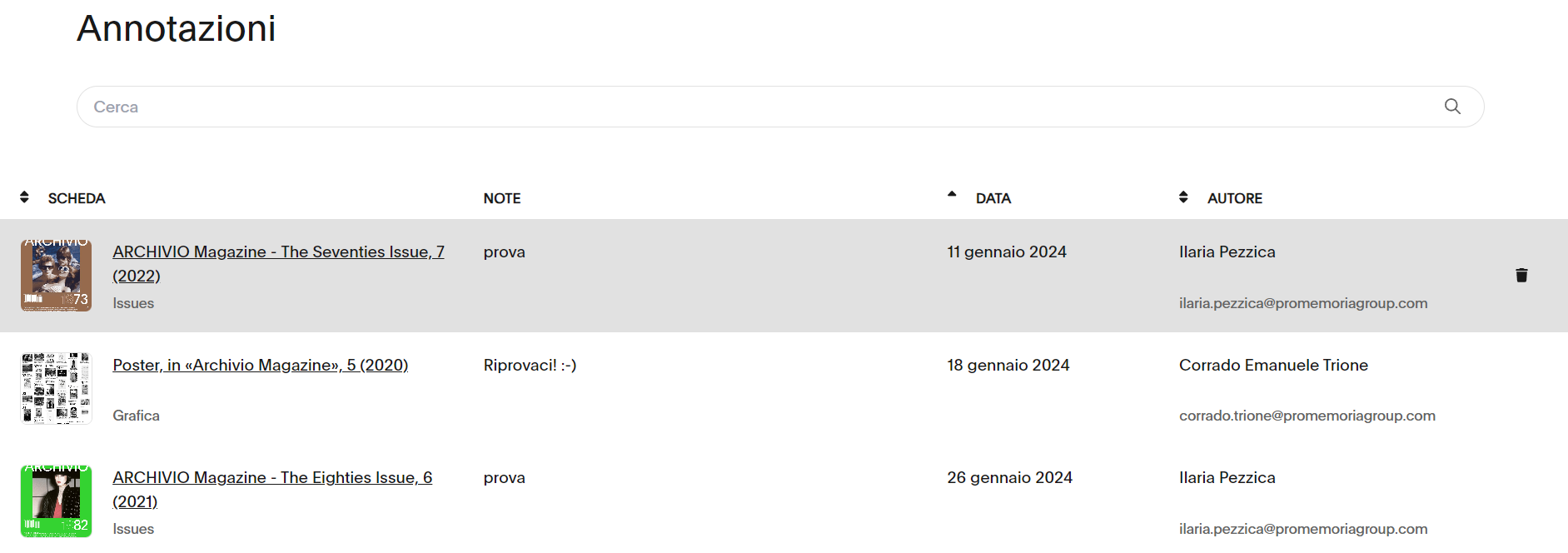 immagine elenco annotazioni