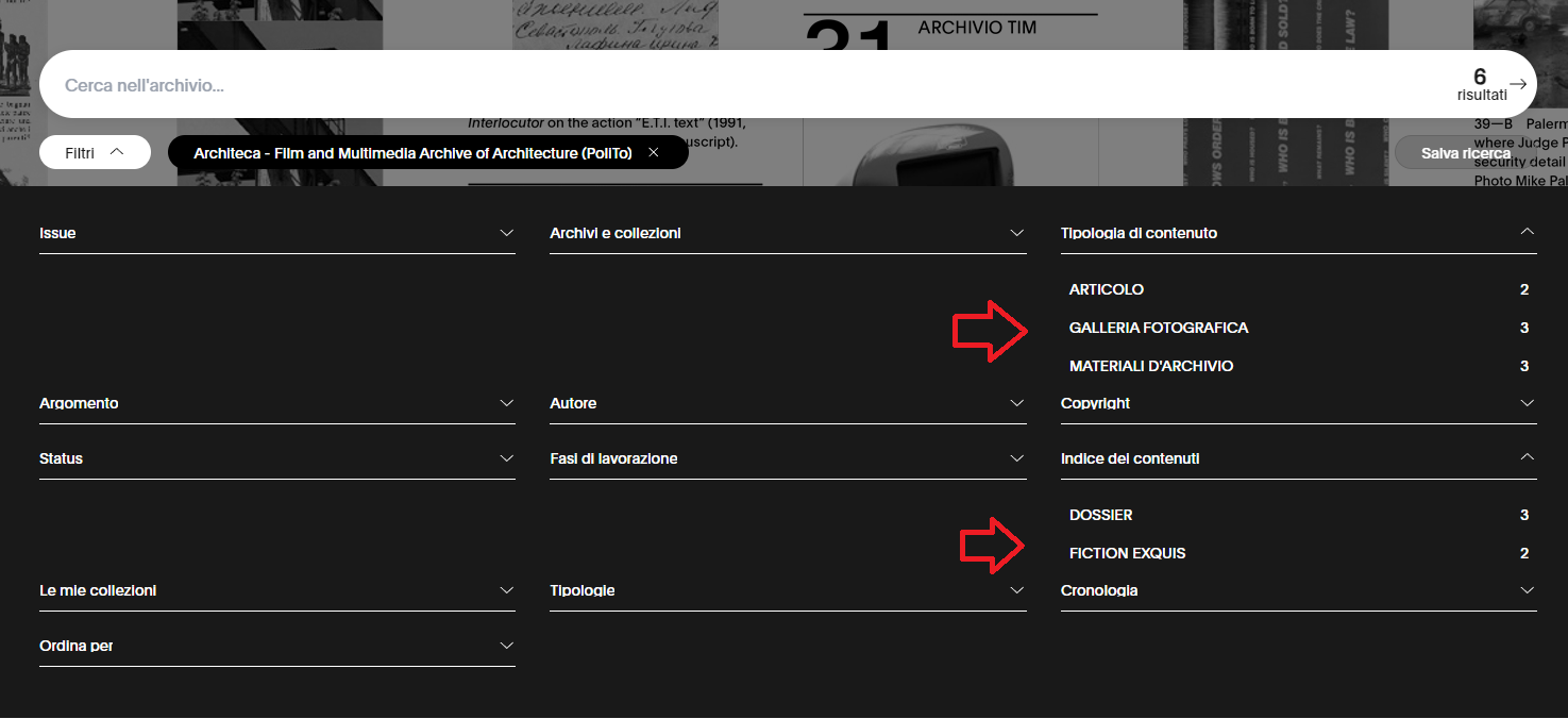 immagine attivazione filtri